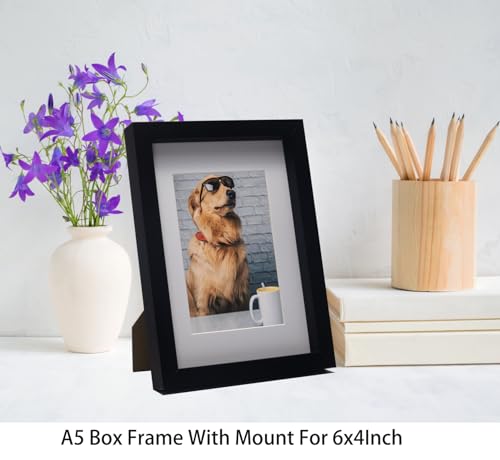 Black A5 wooden Photo Frame Set of 4 with Mount for 4X6 - Image 2