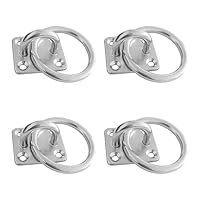 JVHLOV 4 Stück Anbindering verzinkt mit Anschraubplatte Ring, Augplatte mit Ring Anbindering zum Anschrauben Decksplatte, für Anbindung Pferde Barrenring Krippenring Anbindehaken