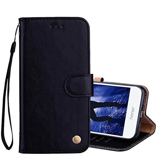 CUSTODIA compatibile con HUAWEI NOVA SMART DIG-L21 HONOR 6C DIG-L21HN DIG-L01 cover STAND FLIP libro magnetica GEL silicone tpu protezione eco pelle portafoglio porta carte nero