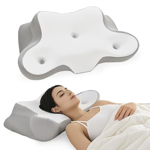 XWZO Cervical Neck Pillow Ergonomic for Sleeping,Memory Foam Neck Support Pillows for Pain Relief,Orthopedic Contour Cooling Side & Back Sleeper Pillows with Washable Pillowcase?Grey