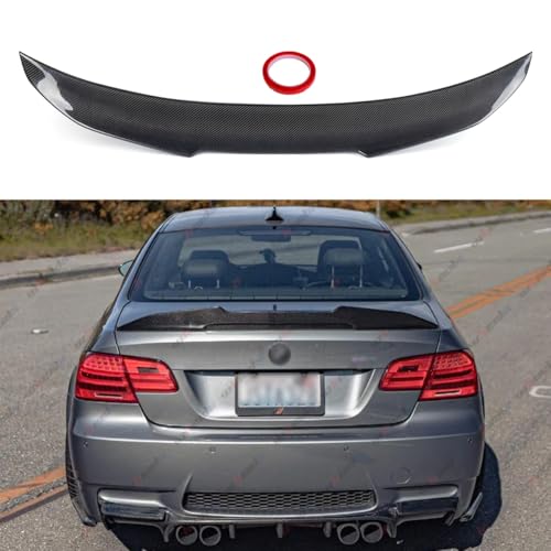 WheelX Real Carbon Fiber Rear Spoiler Compatible with 2006-2011 E90 BMW 3 Series 2007-2013 M3, PSM Style Duckbill Fits for 325i 328i 330i 335i M3, Trunk Exterior High Kick Tail Deck Lid Wing Lip