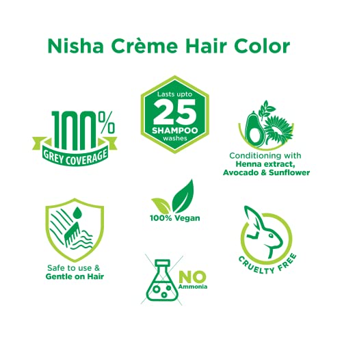 Image of Nisha Creme Hair Colour 3 DARK BROWN (60gm + 60ml + 18ml Nisha Conditioner with Natural Herbs 100% Grey Hair Coverage) Pack of 2