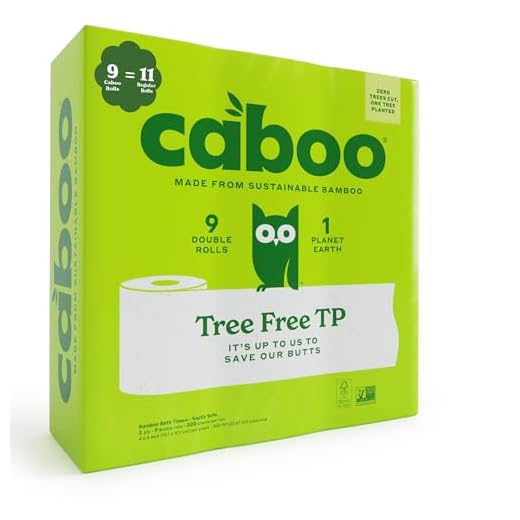 Caboo Tree Free Bamboo Toilet Paper, Plastic Free, Eco Friendly, Septic Safe, Biodegradable Bath Tissue with Soft, Quick Dissolving 2 Ply Sheets (300 Sheets Per Roll, 9 Double Rolls)