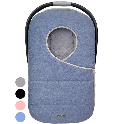 Image of liuliuby Winter Carseat Covers Baby Boy | Infant Car Seat Cover Baby | Doona Accessories | Warm & Thick Fleece Canopy for Infant & New Born Cold Weather (Blue)