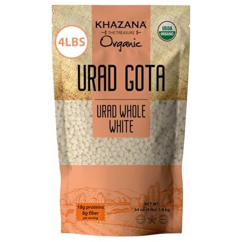 Khazana Organic Urad Gota 4lb - Dehusked | Non-GMO, Gluten Free & Kosher Cover