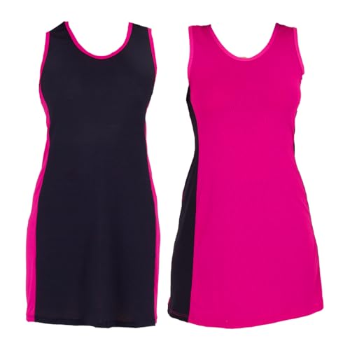 Kit 2 Vestidos Feminino Beach Tennis Dry Fit Elimina Suor (BR, Alfa, GG, Regular, Regular, Preto/Pink)