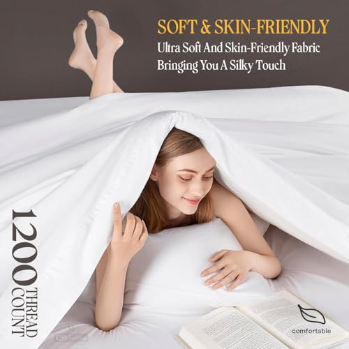 SGI bedding Egyptian Cotton King Sheet Set – Ultra Soft, Durable, Crisp, Breathable & Deep Pocket 15” Fitted, Luxury 4-Piece Bedding Set for Hotel-Quality Comfort – Bright White by SGI bedding - Image 6