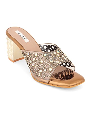 Image of ELLE Women's Embellished Block Heel Slip-On Sandals