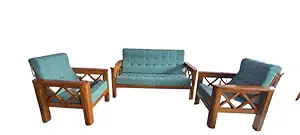 Immanuel Furniture and APHOLSTARY Works 4 Seater Sofa Set for Living Room Wood Material Teak Wood Model Number IMMANUZ016