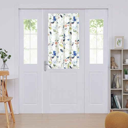 Image of VOGOL Curtains for Door Window, Birds Print Country Style Light Filtering Decorative Drapes for Patio Door, 1 Piece Rod Pocket Curtains for Farmhouse, 36 x 40 Inches