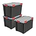 Produktbild Iris Ohyama, Luftdichte Kunststoffbox mit Deckel und Verschlussklammern, 70L, 3er Set, Stapelbar, BPA-frei, Dachboden, Schuppen, Garage, AT-LD, Schwarz