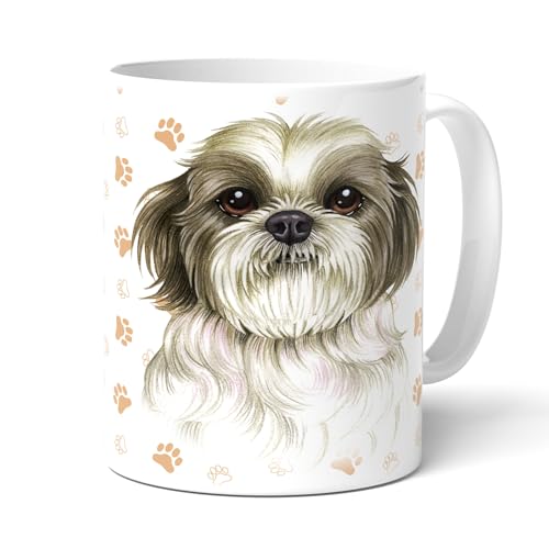 SHIH TZU A - Tasse aus hochwertiger Keramik. Becher mit passenden Text und Shih Tzu Zeichnung. Kaffeebecher mit Griff. Teetasse, Häferl, Mehrwegbecher. Praktisches Geschenk.