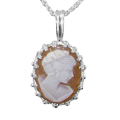 LetsBuyGold Ladies Solid 925 Sterling Silver Ornate 16x12mm Cameo Pendant
