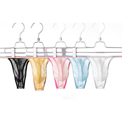 Men's Sexy Underwear Transparent Bikini Mesh Thongs String Briefs4