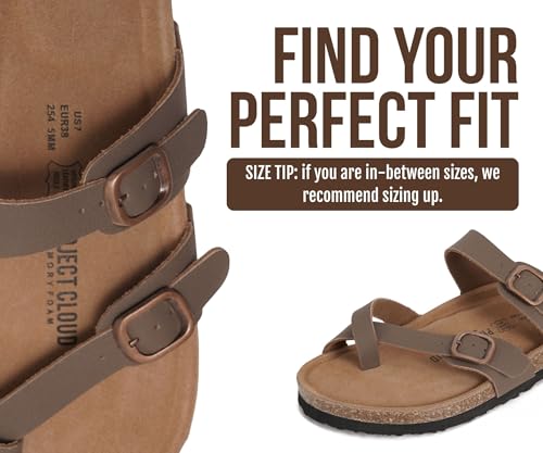 Image of Project Cloud 100% Genuine Leather Womens Sandals -Lightweight Womens Slides Memory Foam Insole & Cork Footbed Sandals Women - Non-Slip Beach Essentials Summer Sandals for Women 2026 (Lian)