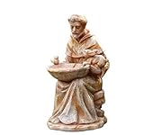Napco 18062 Sitting St. Francis with Animals and Bird Feeder Garden Statue, 11.5