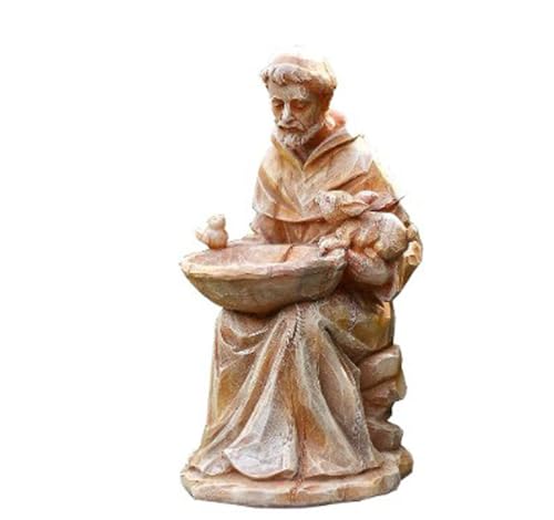 Napco Imports Sitting Saint Francis of Assisi Holding Bird Bath 11.5 Inch Resin Garden Statue Figurine