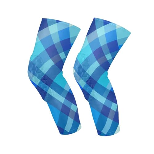 sanluoli Checkered Plaid Blue knee brace women (Pack of 2) Support for All Sports knee pad sleeve for Work, Work, Work, Work