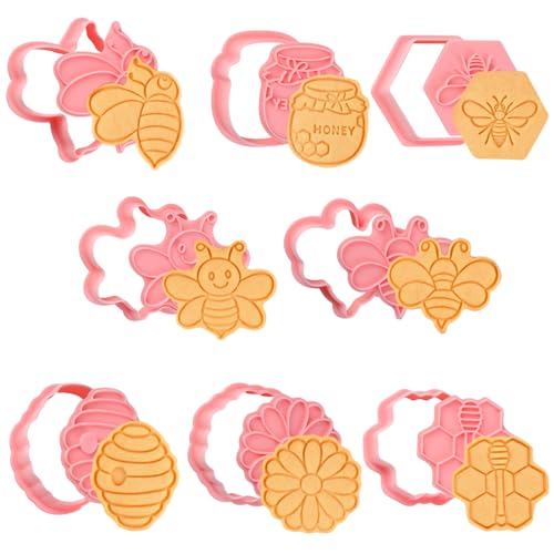 Bigqin 8 Piezas Abeja Cortadores de Galletas, 3D Dibujos Animados Cortador Pan Sándwiches, DIY Fondant Pastelería Pasteles Herramienta para Hornear