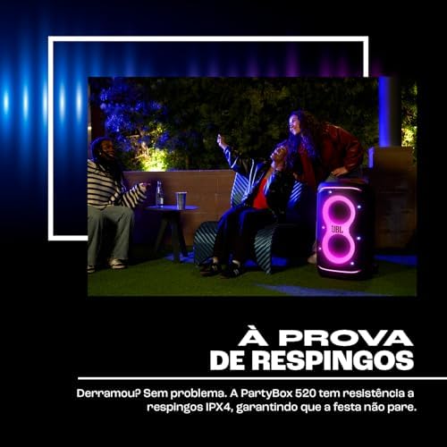 JBL, Caixa de Som, PartyBox 520, 400 W RMS, Com Alça Telescópica e IPX4