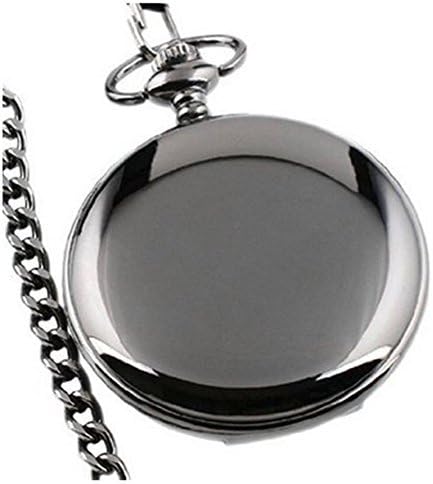 Tirio Mens Black Smooth Stainless Steel Case White Arabic Numbers Modern Pocket Watch Comes with Gift Box