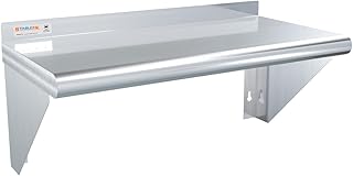 STABLEINK Stainless Steel Shelf 12x24 Inches, Heavy Duty Commercial Shelves with 2 Brackets Wall Mount Metal Shelving for Restaurant,Kitchen,Laundry Room,Garage,Home