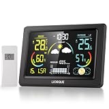 LIORQUE Stazione Meteo con Sensore Esterno, Display a colori LCD VA, Stazione Meteo con Sv...