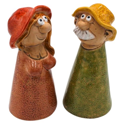 Dekohelden24 Keramik Zaunstecker Mann und Frau als 2er Set, Maße je Figur L/B/H ca. 9 x 9 x 20 cm.