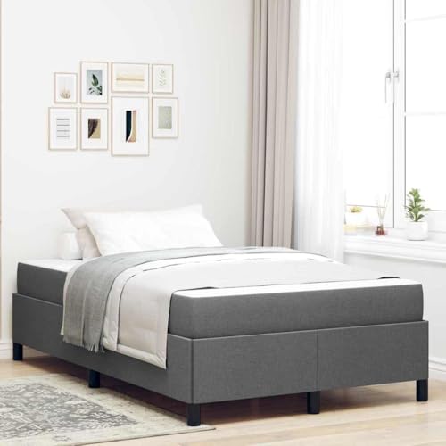 Ziaphsol Cama con somier, color gris oscuro, 120 x 200 cm, tela, con colchón, marco de madera, cama doble pequeña para dormitorio