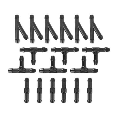AUCELI Car Windshield Washer Hose Connector Kit, 18PCS 3 Way Type Vehicle Windscreen Water Pipe Adapter, Automotive Wind Screen Wiper Jet Fluid Hose Fitting Splitter, Universal Fit (Black)