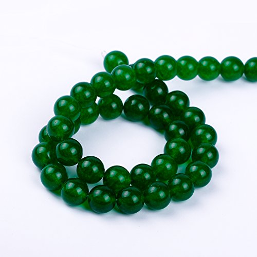 Dyed Natural Round Dark Green Jade Loose Stone Beads For Bracelet Necklace Diy Jewelry Making 4Mm, 6Mm, 8Mm, 10Mm, 12Mm By Ruilong (10Mm) #TOP2
