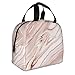Miaoquhe Lunch Box Reusable Insulation Lunch Bag Pink Marble Rose Gold Glitter Pattern Ice Packs Containers Tote Handbag for Women Men Teens Girls