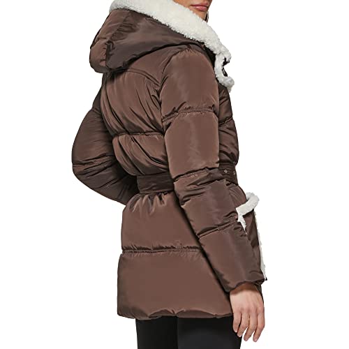 Kenneth Cole Women's Faux Sherpa Trim Hooded Puffer Coat4