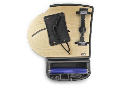 Image of AutoExec Roadmaster Car Desk for Your Vehicle Workstation and Mobile Office, Natural with 400 watt Power Inverter and Printer Stand