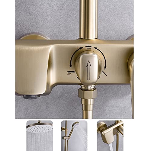 Système de douche or brossé pour salle de bain moderne