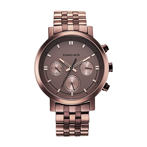 Fastrack Fastrack Men Tick Tock Quartz Multifunction Brown Dial Brown Metal Strap Watch - NT3287QM01?