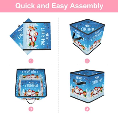 Boîte de rangement pliable Père Noël cube en tissu pour chambre