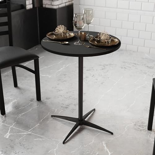 Flash Furniture Lars Black 24'' Round Wood Cocktail Table with 30'' and 42'' Columns by Flash Furniture - Used condition - Image 4