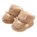 [AIEOE] ベビーブーツ ふわふわ 暖かい 裏起毛 赤ちゃん ルームシューズ 女の子 男の子 綿靴 可愛い ベビー靴 マジックテープ 軽量 防寒 厚手 あったか 出産祝い ブラウン 11cm