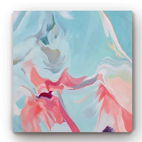 Renditions Gallery Canvas Wall Art for Home Decor Pastal Red & Blue Environmental Vibrations Abstract Hanging Paintings for Office Living Room Kitchen Decorations - 16"X16" LT24