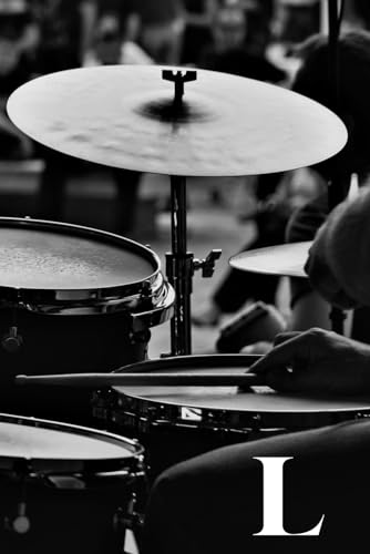 L: Drums Percussion Themed Monogram Letter "L" Initial Notebook / Journal / Diary with Blank Lined Pages for Writing Notes | Unique Personalized Gift ... Band Members, Music Artists, and Musicians image 2