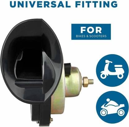 Image of Universal 12V Snail Type Bike Horn Super Loud Waterproof Electric Horn for Motorcycle Heavy Duty Black Compact Design with for Karizma XMR