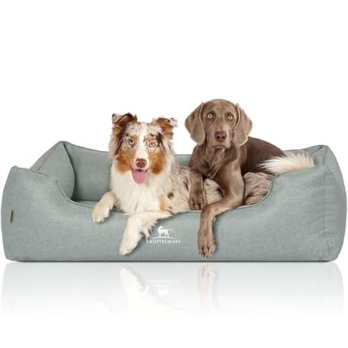 Knuffelwuff Orthopädisches Hundebett XXL Luisa Hundekorb Hundesofa Hundekissen Hundekörbchen waschbar Petrol Grün 120 x 85cm grosse Hunde