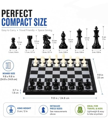 Image of Premium Plastic Magnetic Chess Board Set 12 x 12 Inch, Folding Travel Chess Set, Strong Magnetic Chess Pieces, Portable Board Game with Storage for Kids, Adults & Family
