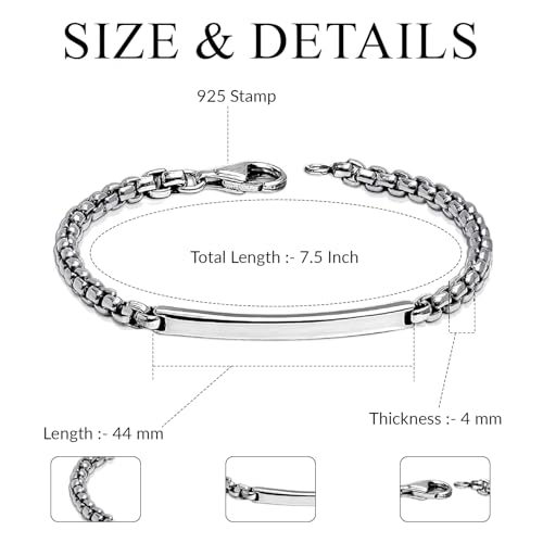 Pulsera de Plata 925 para Hombre Cadena Box miniatura 5