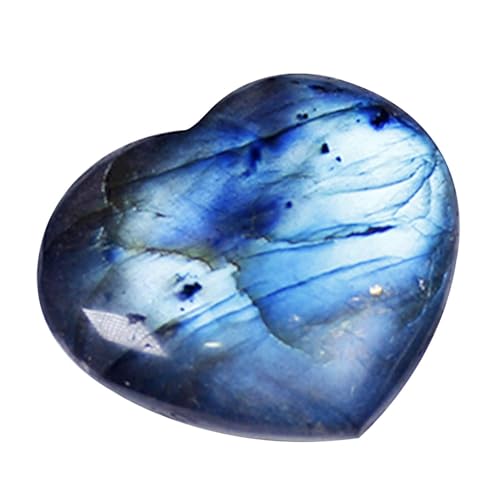 Labradorite a forma di cuore - Labradorite naturale, giocattolo 'amore in pietra di luna | blu della luce 'oceano a forma di cuore, piede