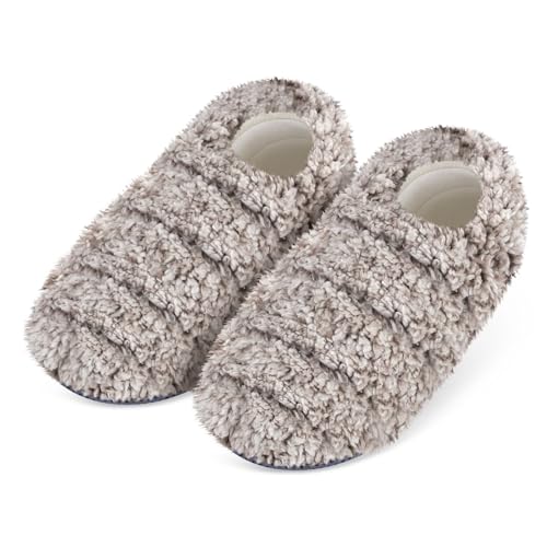 SUZZIPAD Heated House Slippers and Microwave Heating Slippers for Bed, Microwave Heated Slipper for Women & Man, Feet Warmers for Cold Day, S/M