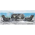 PHI VILLA 5 Pieces Patio Furniture Set for 5, Deep&Wide Seat with Extra Thick Cushions(6.3") Modern Metal Outdoor Conversation Set Includes 2xCoffee Table, 2xSofa Chair & 1x3 Seat Sofa(Grey)