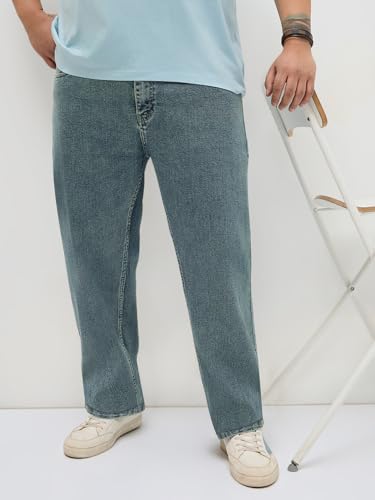 Image of Urbano Plus Men's Regular Fit Heavy Washed Denim Jeans Stretchable