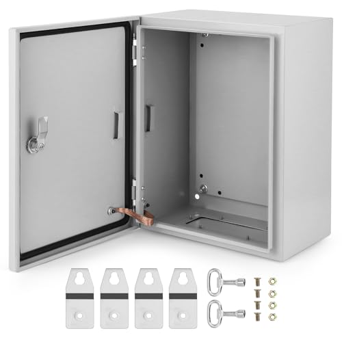 Image of Aptliton Electric Enclosure Box IP66 Waterproof, Metal Junction Box, Wall Mounted Steel Electrical Cabinet with Lock & Mounting Plate for Outdoor